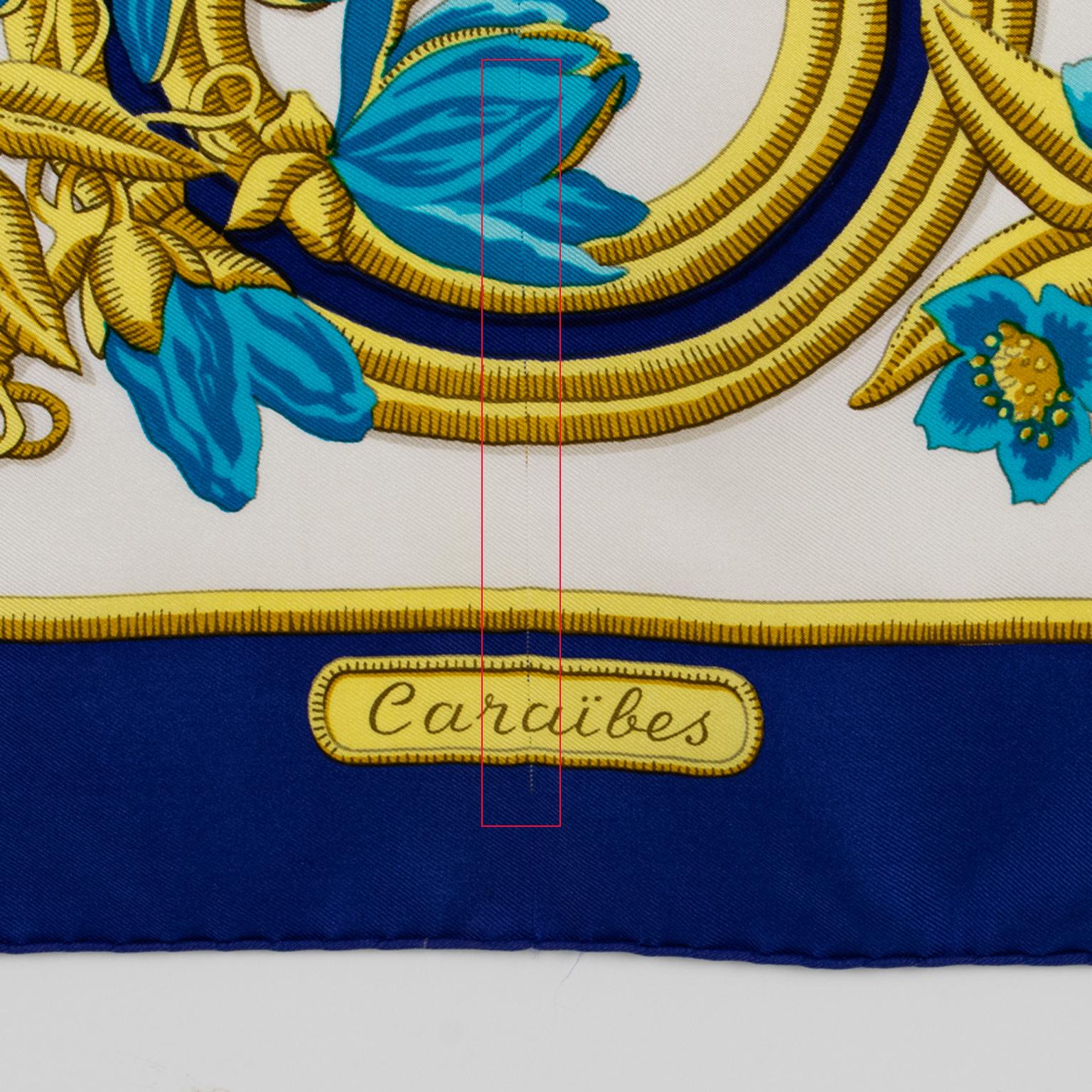 Hermes Caraibes Exotic Birds Silk Twill Scarf by Christiane Vauxelles For Sale 6