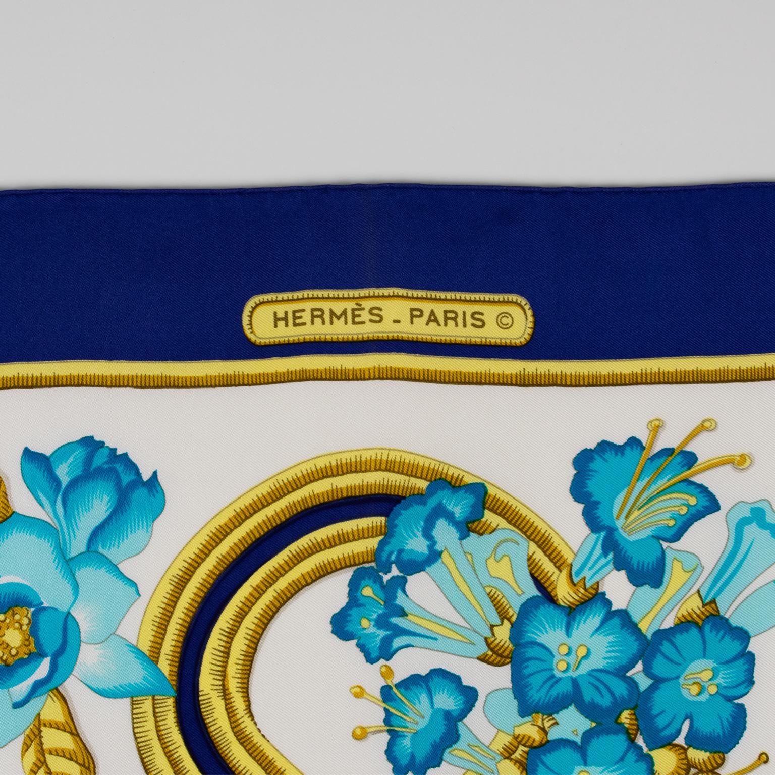 Hermes Caraibes Exotic Birds Silk Twill Scarf by Christiane Vauxelles For Sale 1