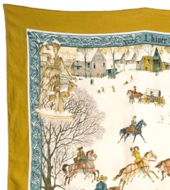 Hermes Caramel L Hiver by Philippe Ledoux Silk Scarf