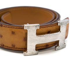 Hermes Caramel Ostrich leather belt