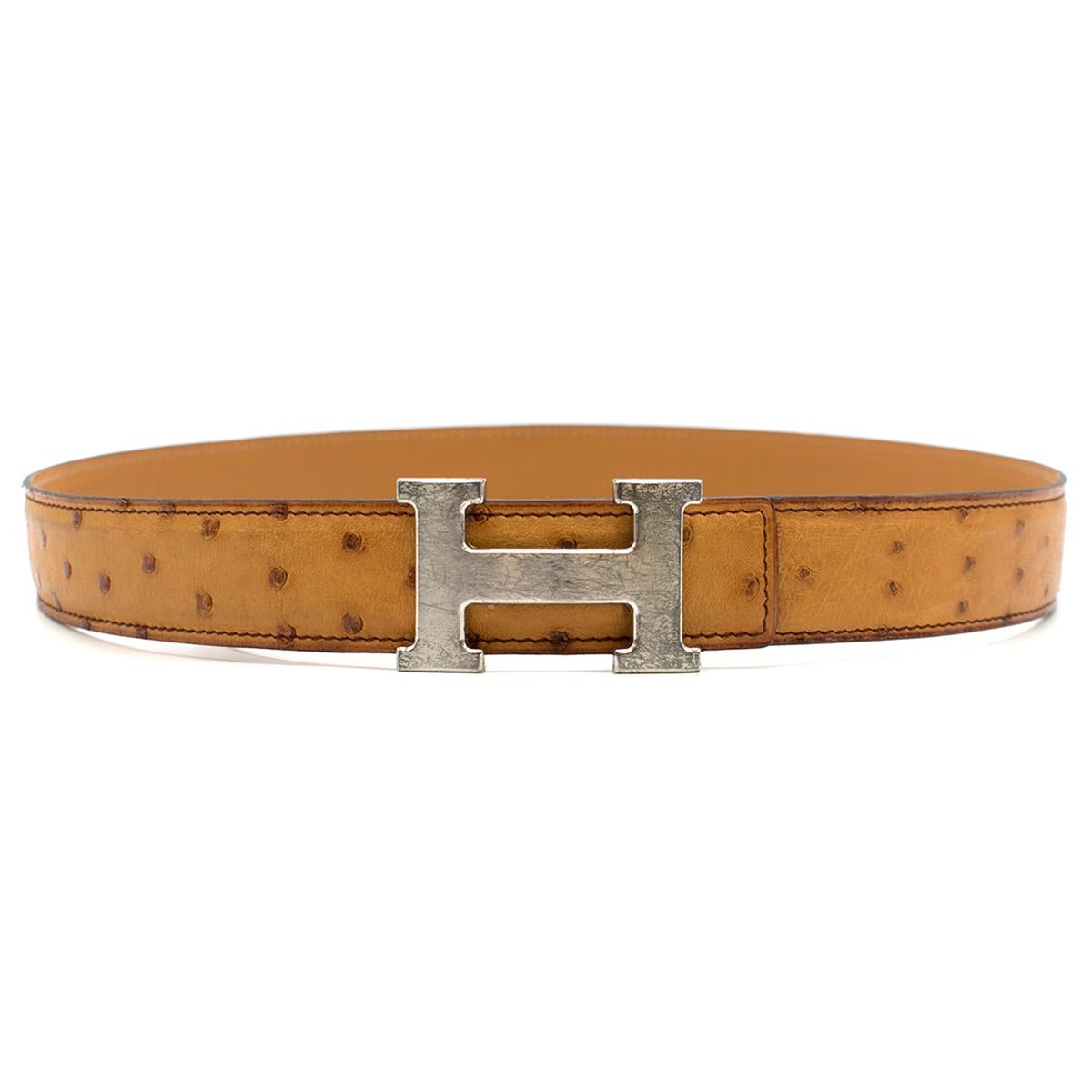Hermes Caramel Ostrich leather belt In Good Condition In London, GB