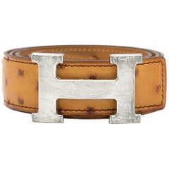 Hermes Caramel Ostrich leather belt