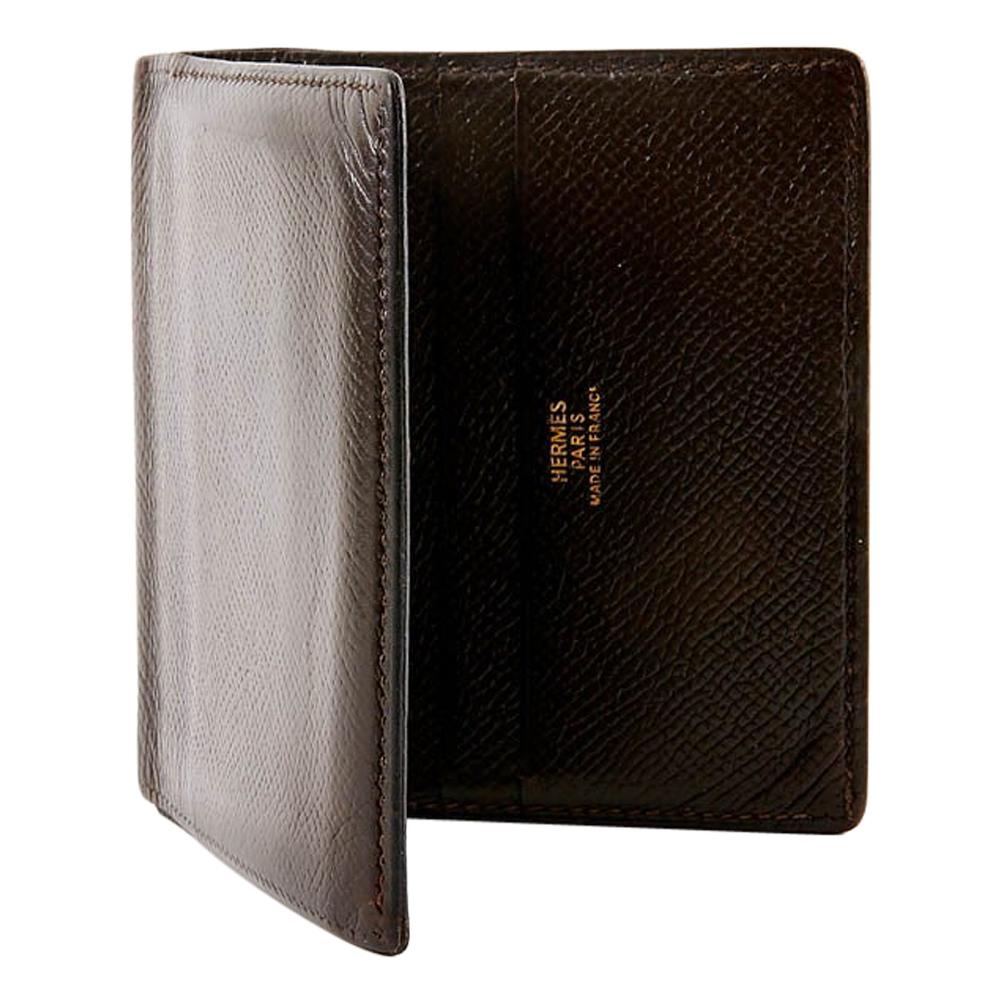 HERMES Card holder in Dark Brown Leather at 1stDibs  hermes calvi duo, hermes  wallet card holder, calvi duo hermès