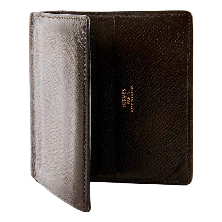 HERMES Card holder in Dark Brown Leather at 1stDibs