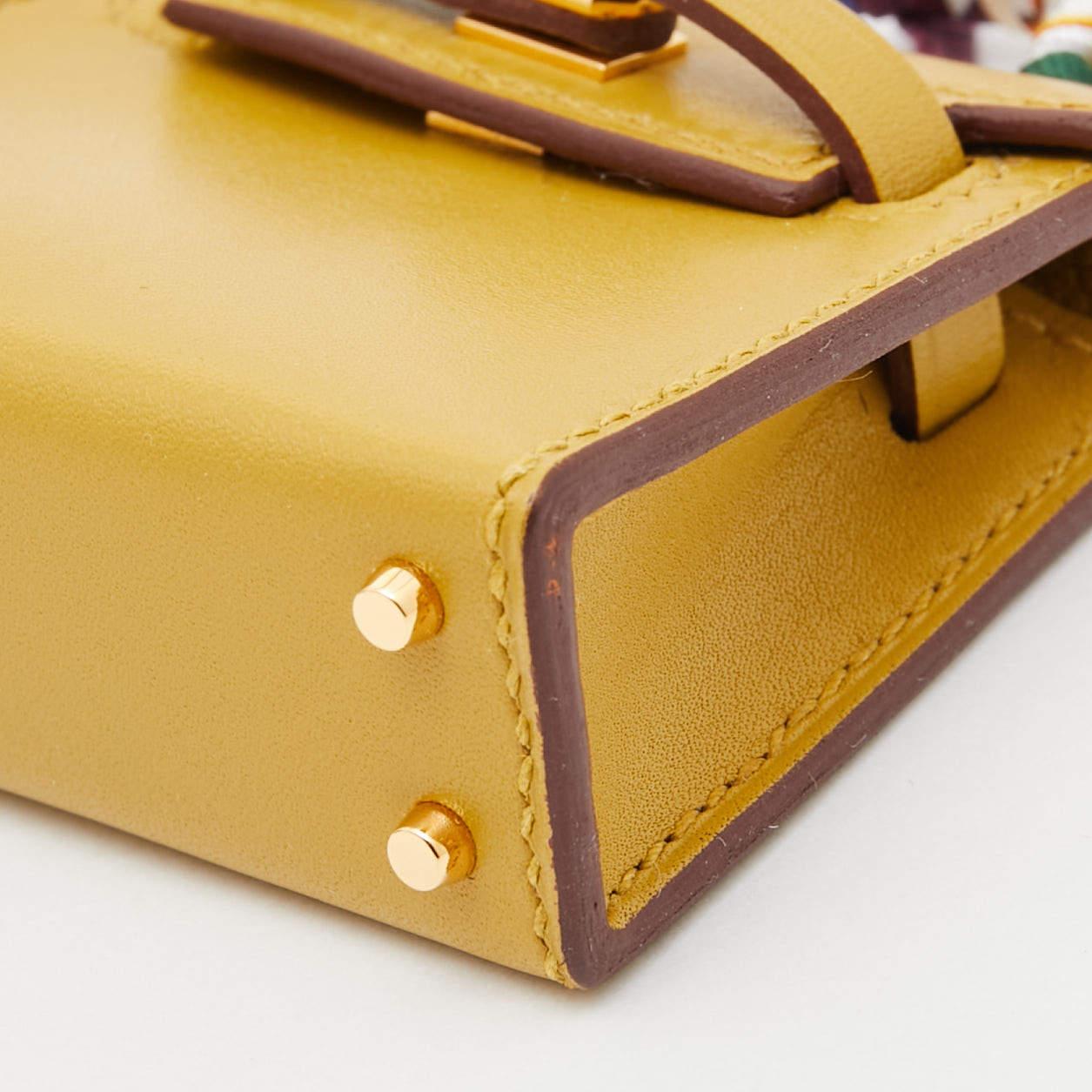 Hermes Cardamome Tadelakt Leather Mini Kelly Twilly Bag Charm 1