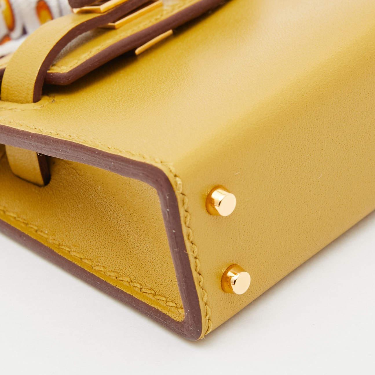 Hermes Cardamome Tadelakt Leather Mini Kelly Twilly Bag Charm 3