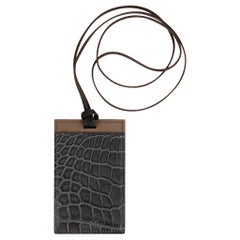 Tarjetero Hermes Cocodrilo Porosus Grafito Mate / Etoupe Epsom