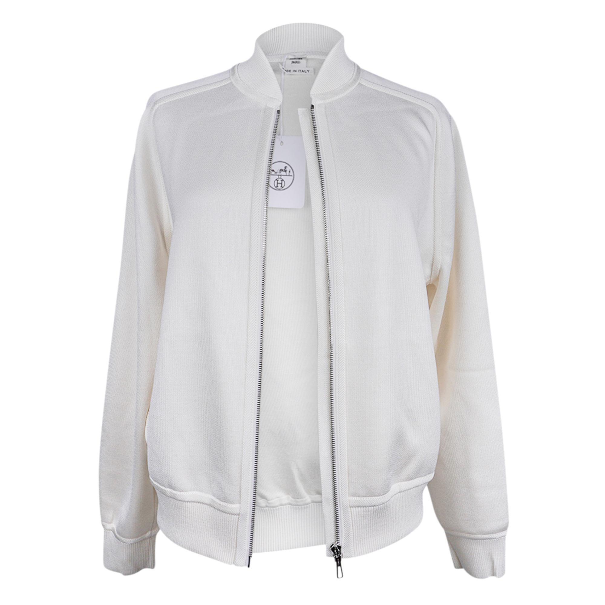 Hermes Cardigan Zip Clic Clac Winter White Jacket 38 / 6 For Sale 3