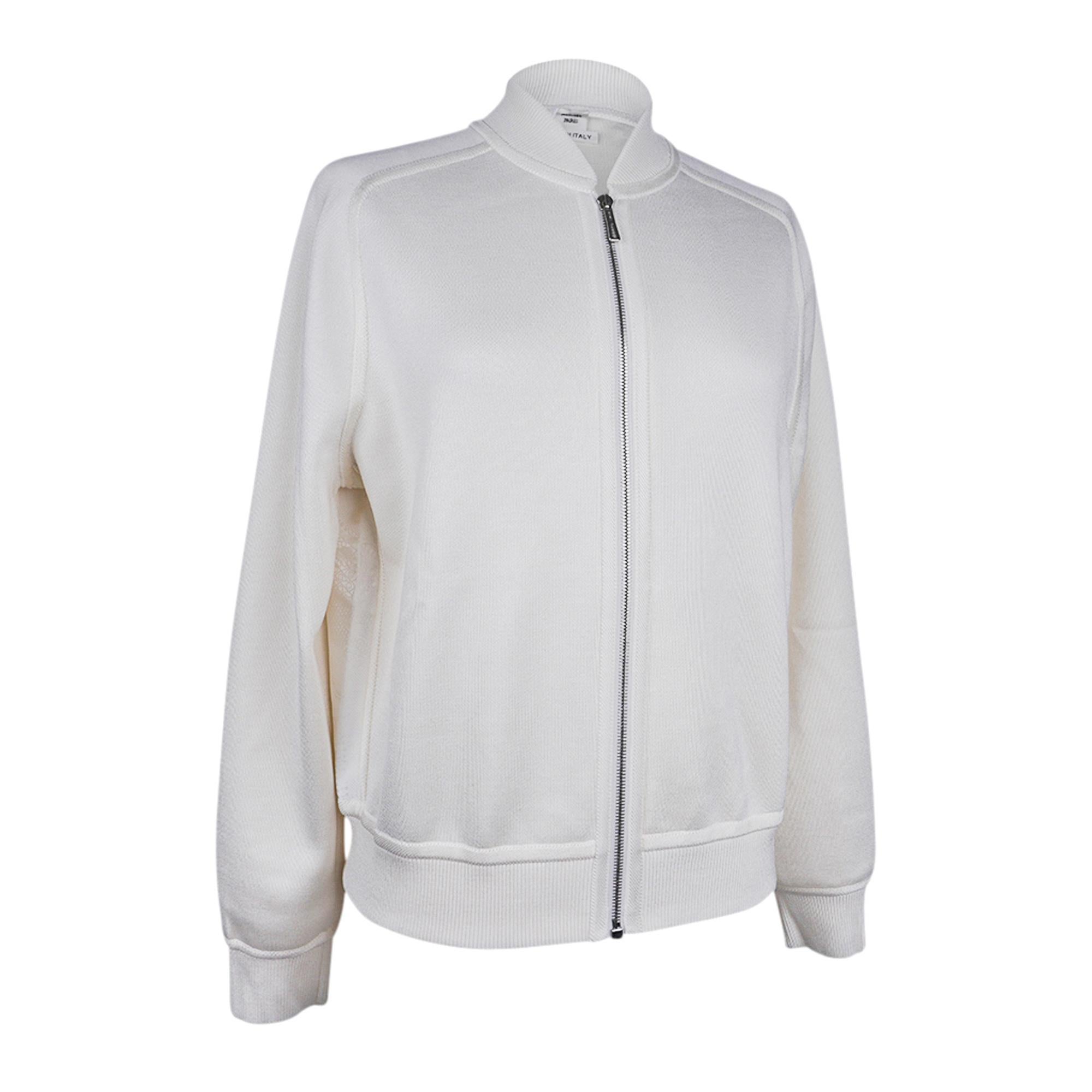 Hermes Cardigan Zip Clic Clac Winter White Jacket 38 / 6 For Sale 6