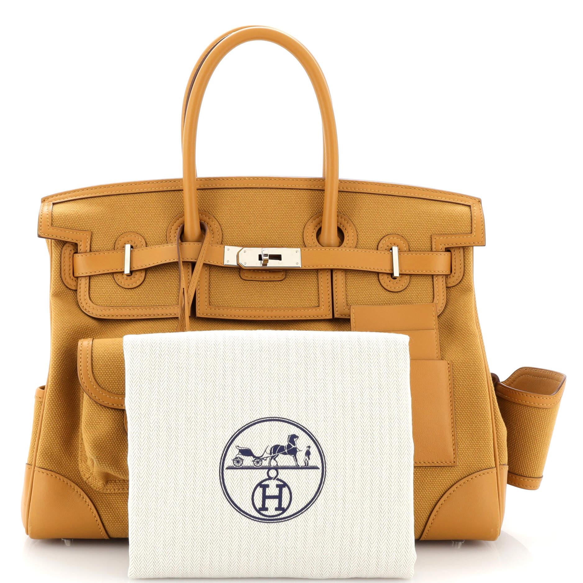Hermes Birkin Cargo Toile Goeland Swift 35 Bag Leather Trim
