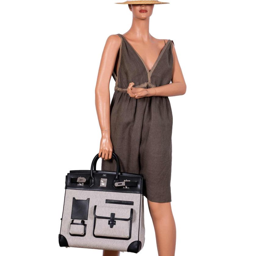 Bolso Hermès Cargo HAC Birkin 40 Caja y Toile Negro con Herrajes Paladio en venta 3