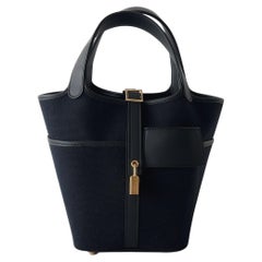 Hermès Picotin Lock 18 Black Clemence Leather Tote with Black Hardware