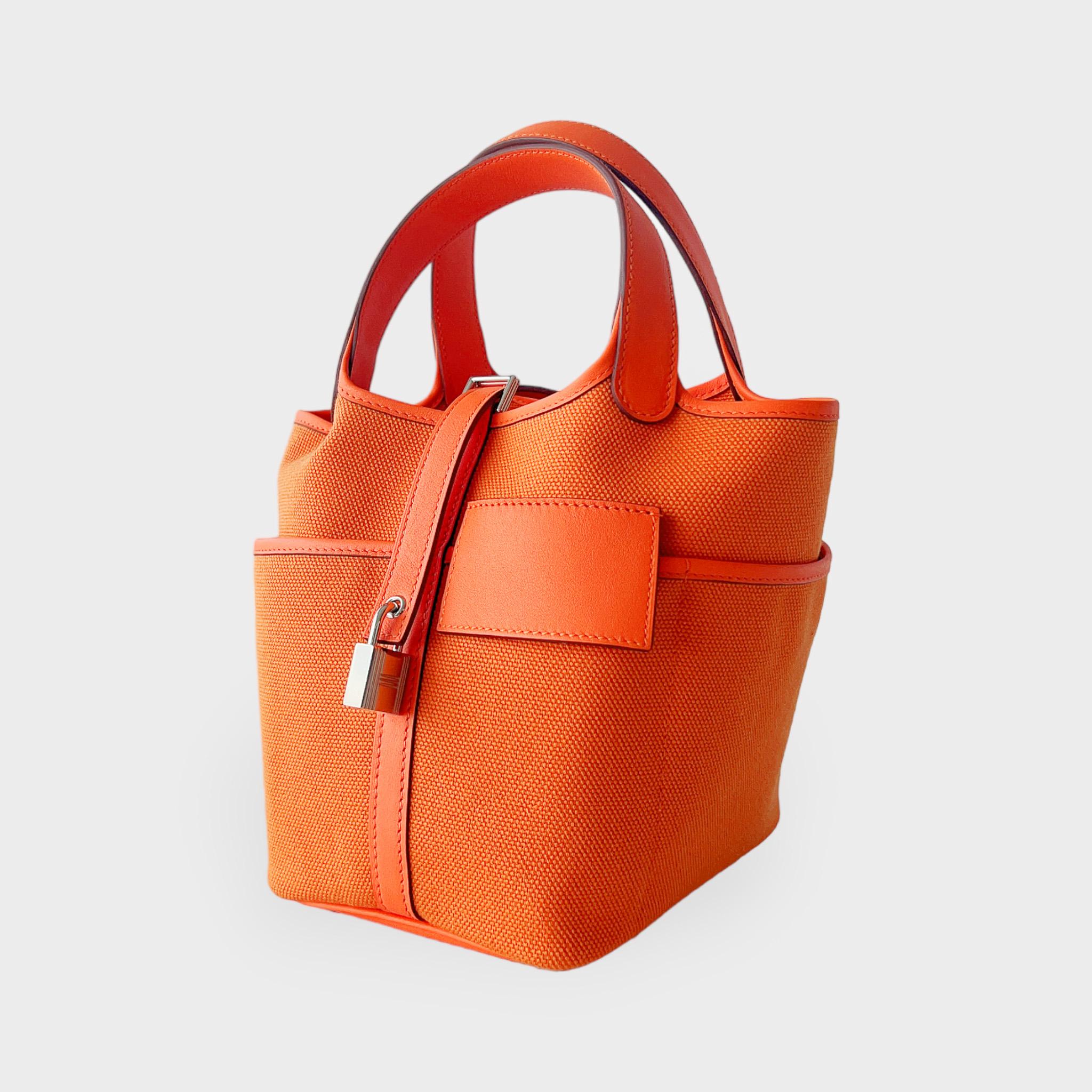 Hermes Cargo Picotin Lock Bag 18 In Orange With Palladium Hardware In New Condition In London, GB