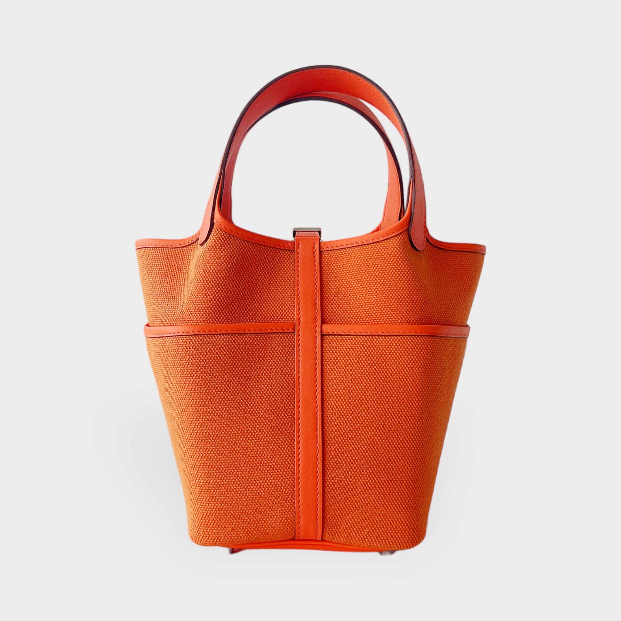 Hermes Cargo Picotin Lock Bag 18 In Orange With Palladium Hardware 1