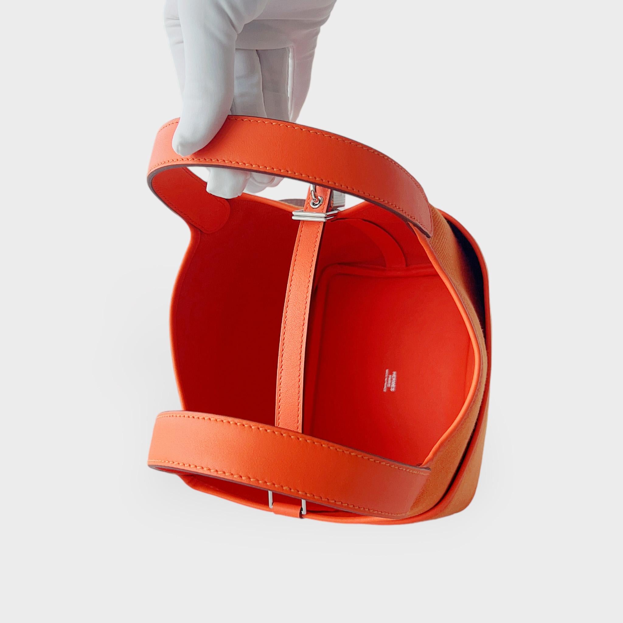 Hermes Cargo Picotin Lock Bag 18 In Orange With Palladium Hardware 2