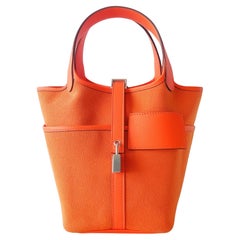 Hermes Cargo Picotin Lock Tasche 18 In Orange mit Palladium Hardware