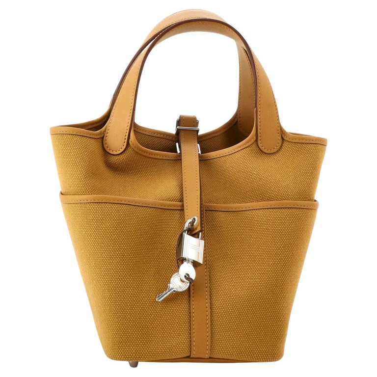 HERMES orange Clemence leather PICOTIN 26 Bucket Bag at 1stDibs