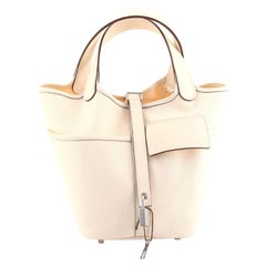 Sac Hermès Cargo Picotin Lock en toile et cuir Swift PM