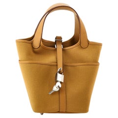 Sac Hermès Cargo Picotin Lock en toile et cuir Swift PM