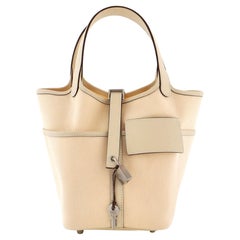 Sac Hermès Cargo Picotin Lock en toile et cuir Swift PM