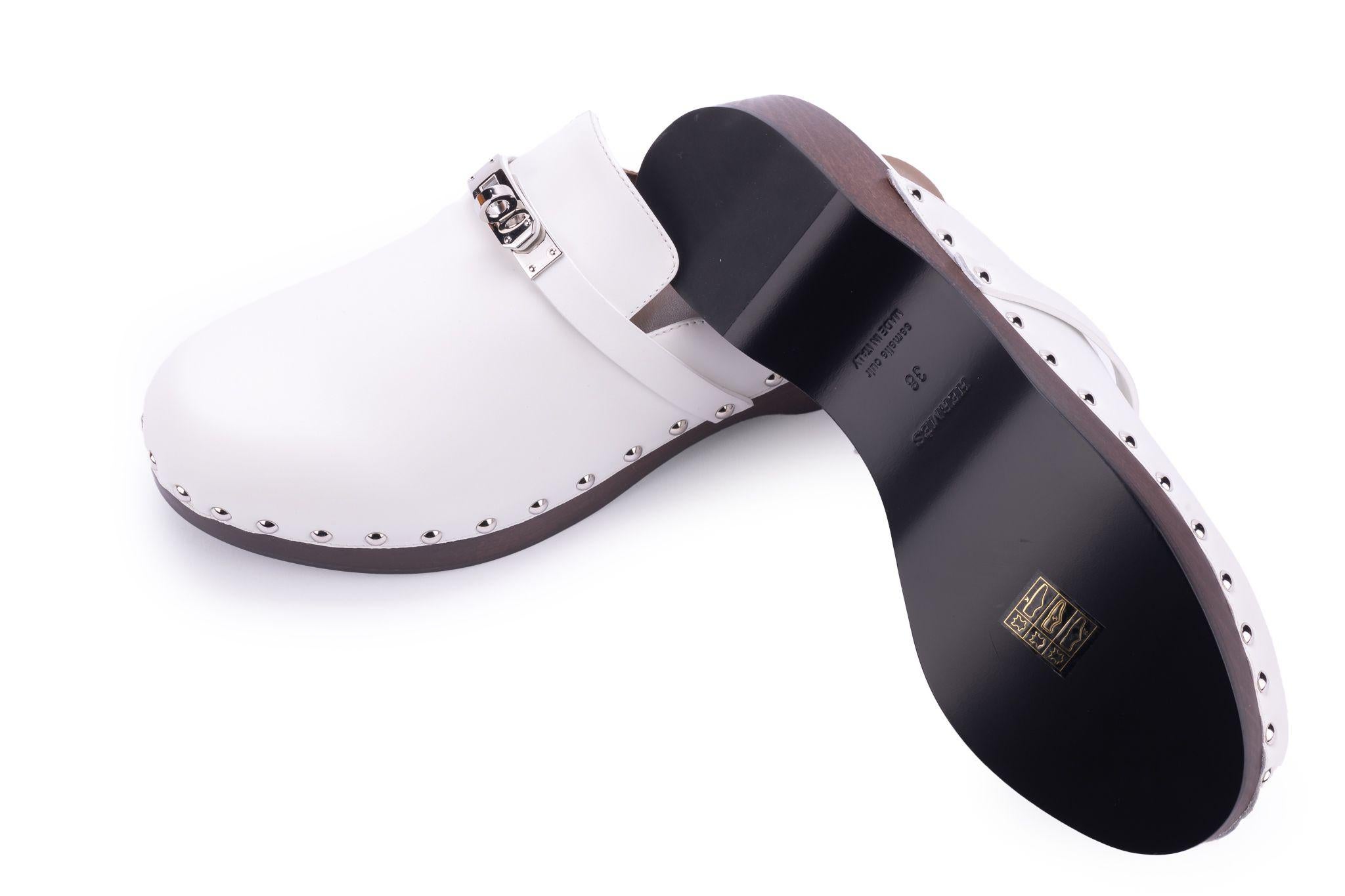 Women's Hermès Carlotta Mule White NIB