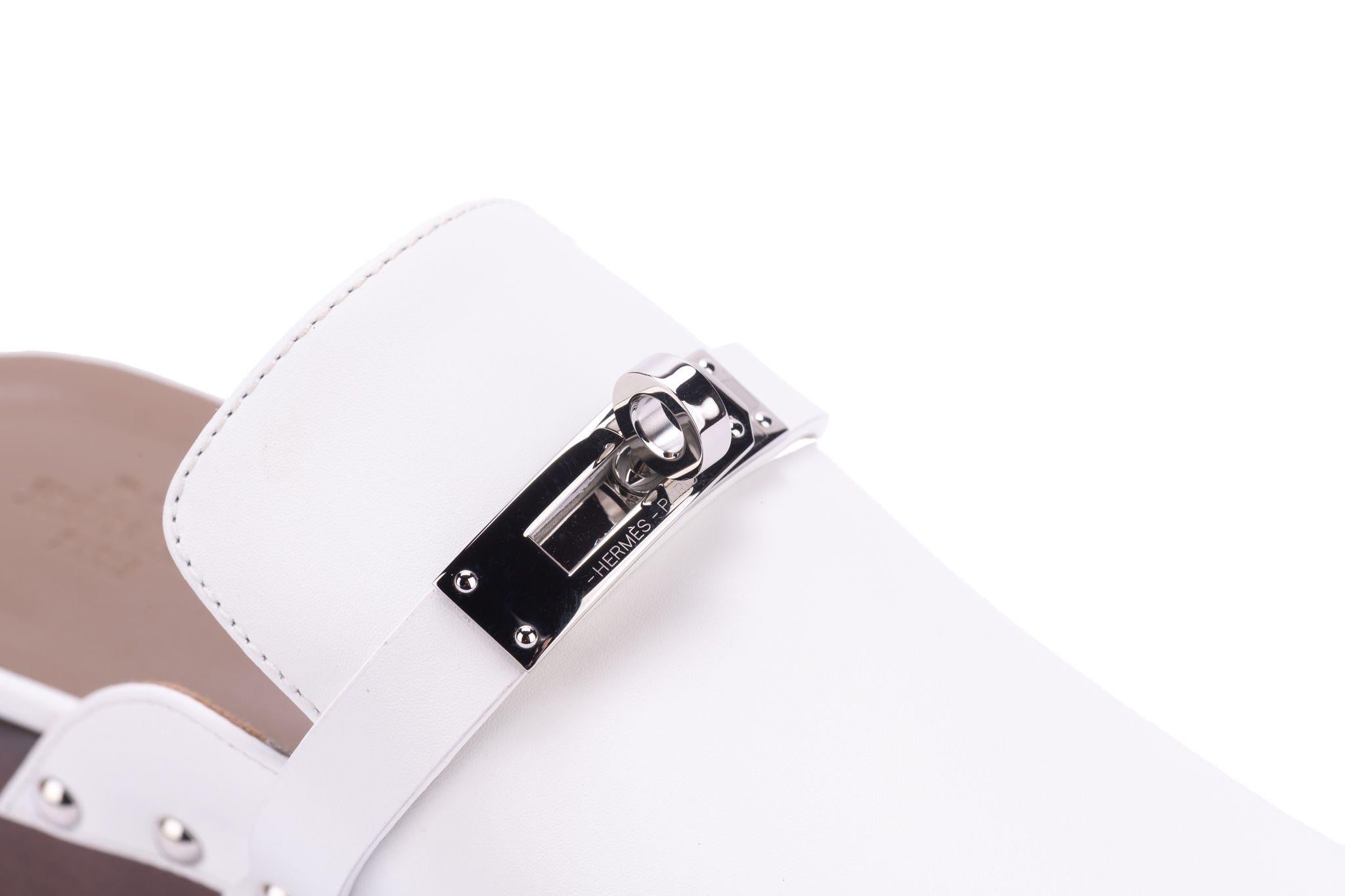 Hermès Carlotta Mule White NIB 1
