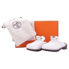 Hermès Carlotta Mule White NIB