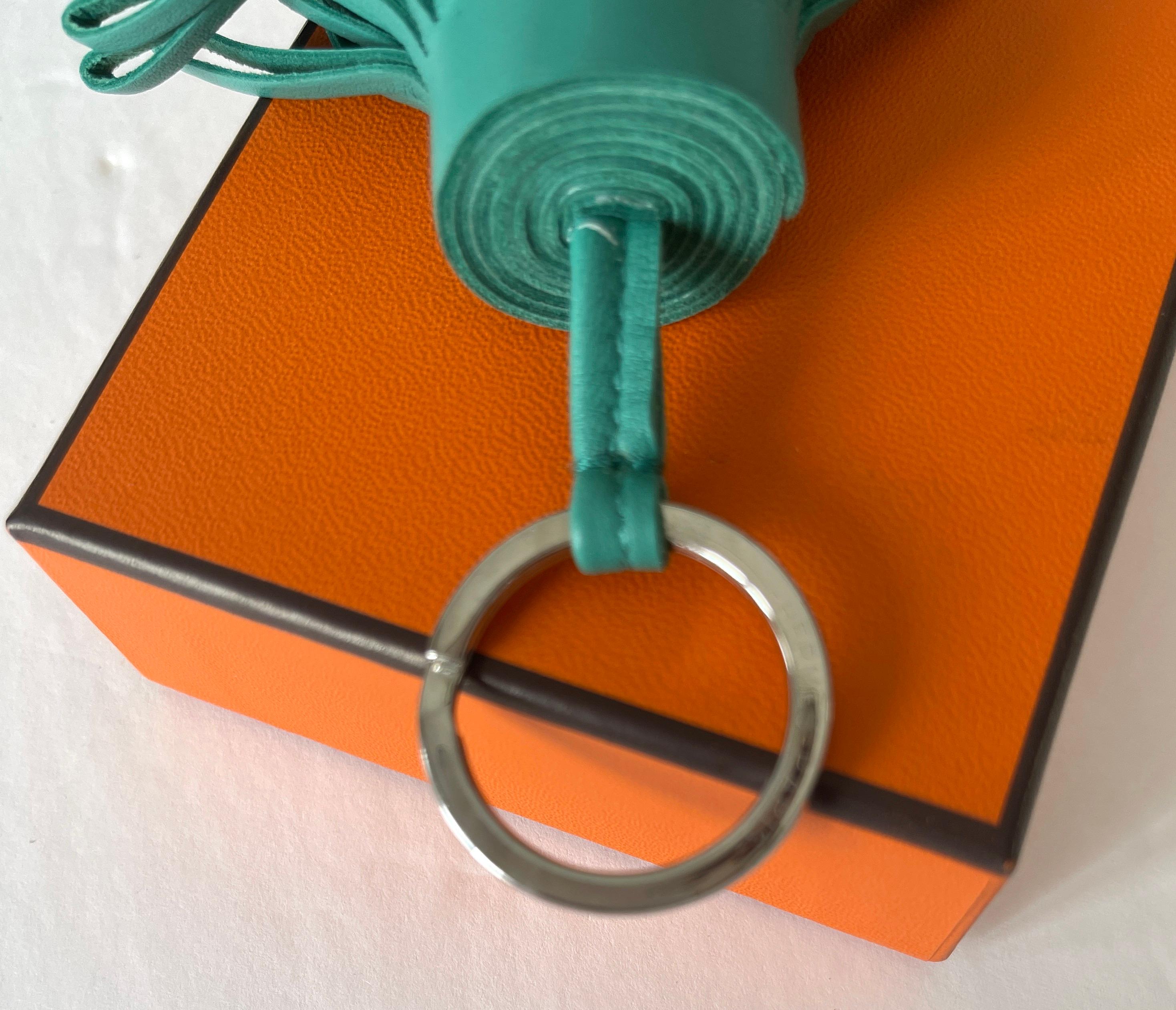 Hermes Carmen Key Ring Leather Charm Vert Jade at 1stDibs