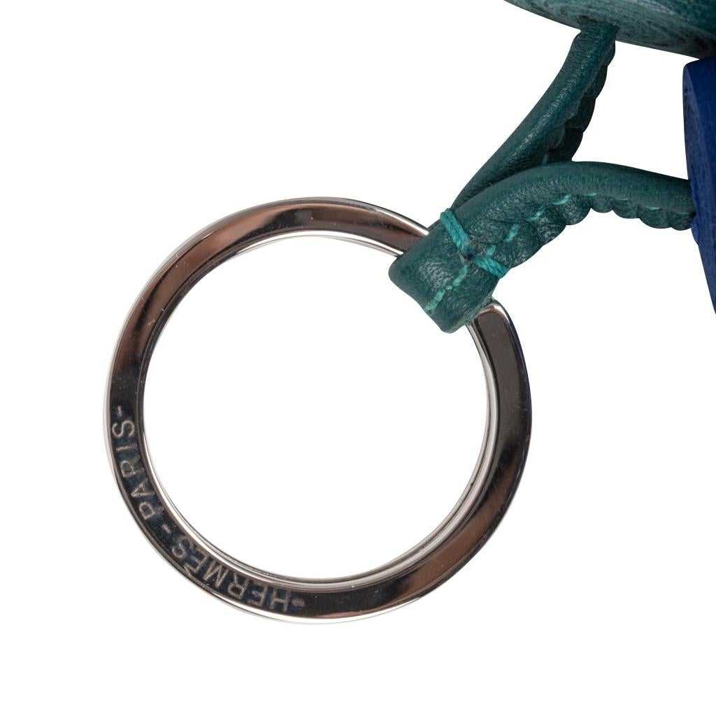 Hermes Carmen Uno - Dos Key Ring Electric Blue Malachite In New Condition In Miami, FL