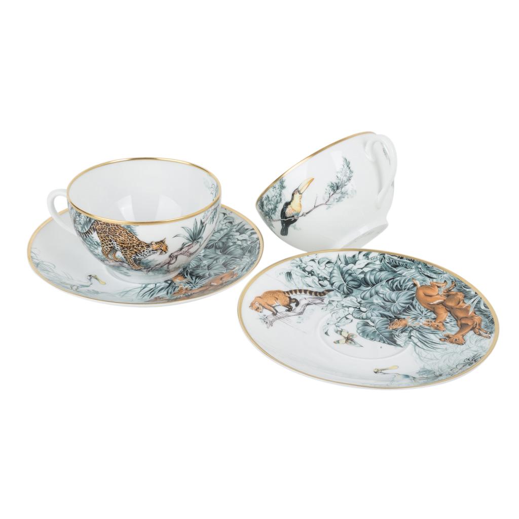 Hermes Carnets D'Equateur Breakfast Cup and Saucer Porcelain Set of 2 7
