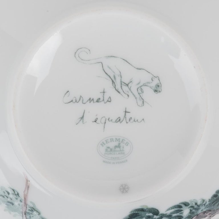 Hermes Carnets D #39 Equateur Breakfast Cup and Saucer Porcelain Set of 2