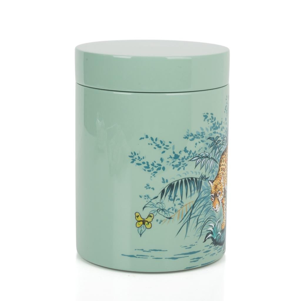 Gray Hermes Carnets D'Equateur Tea Box Hand Painted Rare For Sale