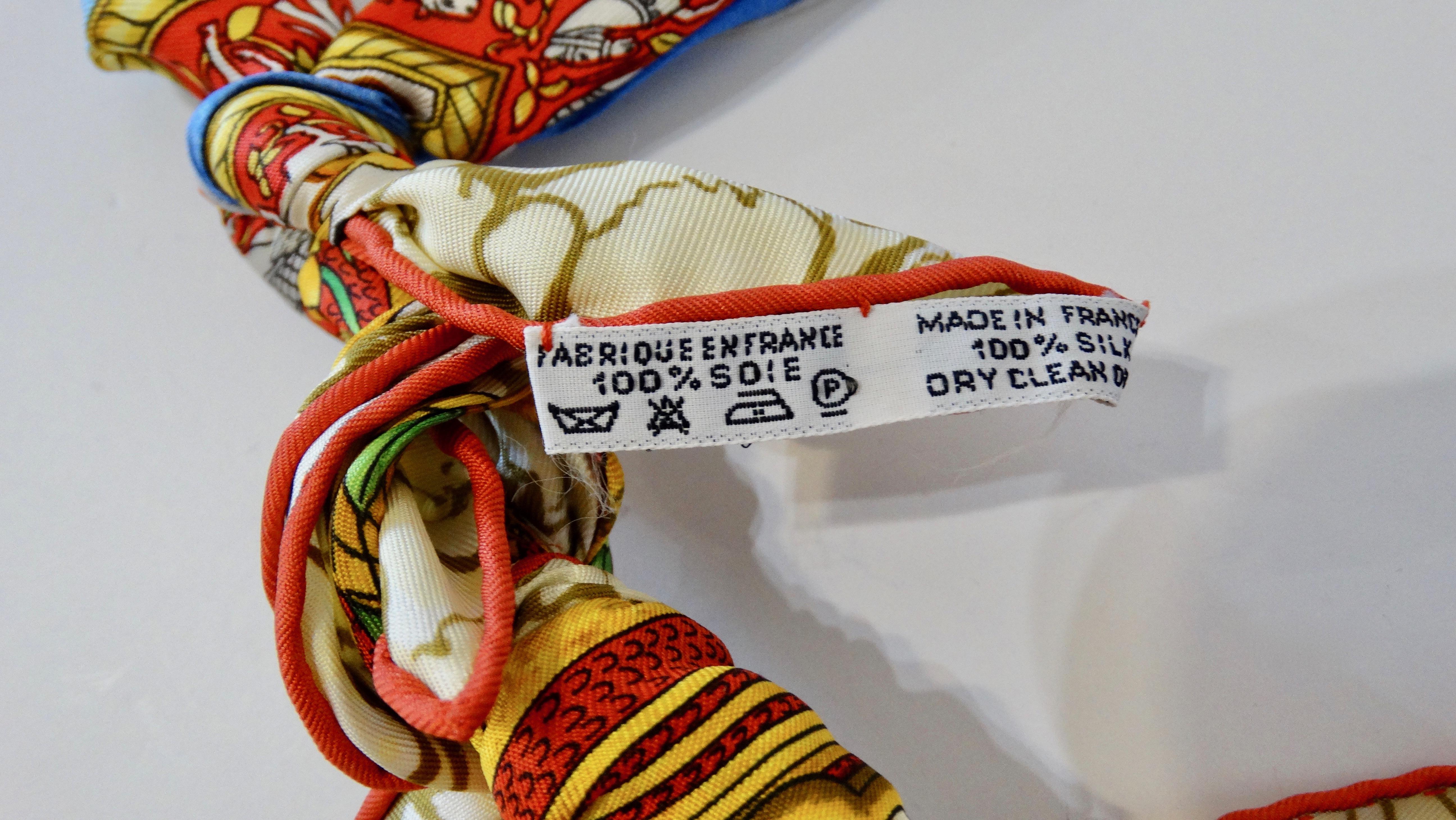Brown Hermes Carpe Diem & Chasse en Inda Silk Scarf Bag
