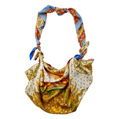 Vintage Hermes Carpe Diem & Chasse en Inda Silk Scarf Bag 