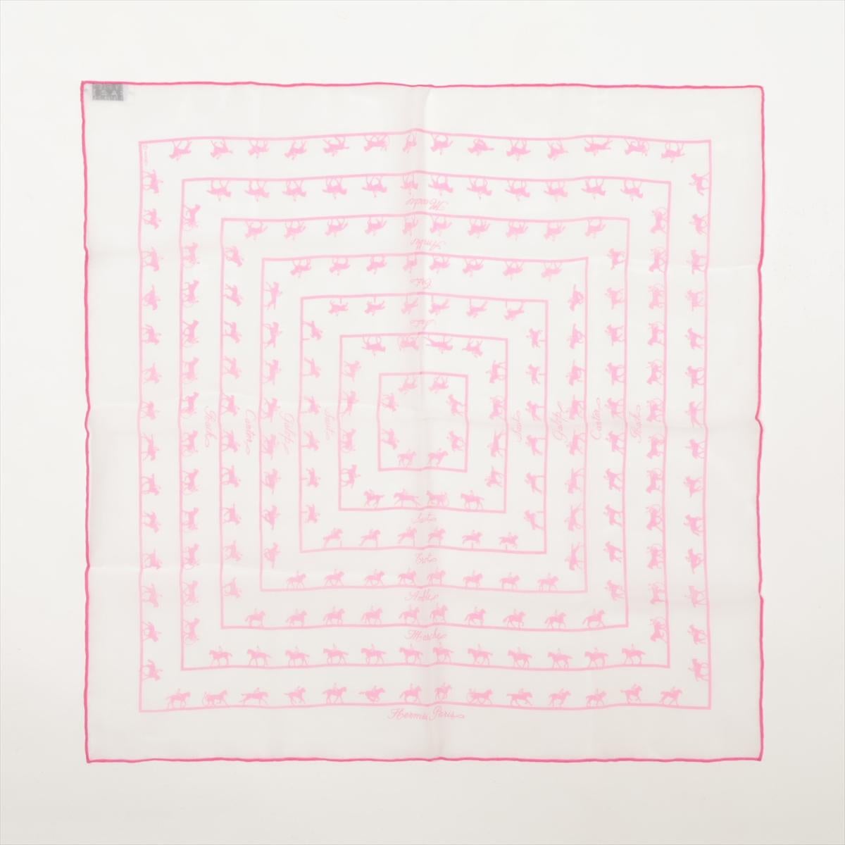 The Hermès Carré 45 Horse Rider Silk Scarf in white and pink is a delicate and elegant accessory that showcases the brand's renowned craftsmanship. Made from luxurious silk, the scarf features a beautiful horse rider motif, intricately designed to