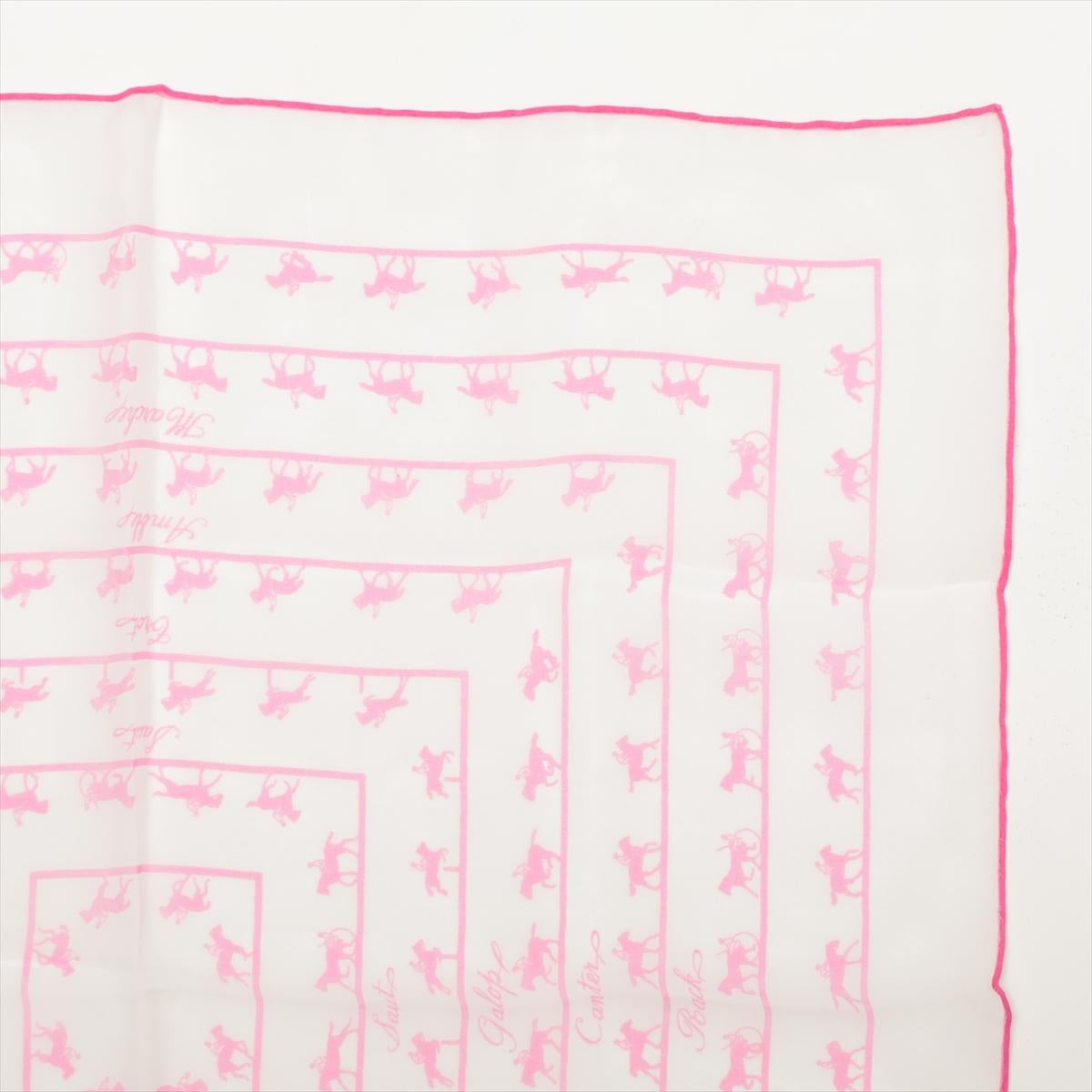 Hermès Carré 45 Horse Rider  Silk  Scarf White x Pink In Good Condition In Humacao, PR