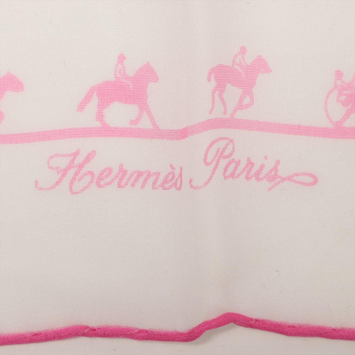 Hermès Carré 45 Horse Rider  Silk  Scarf White x Pink 2