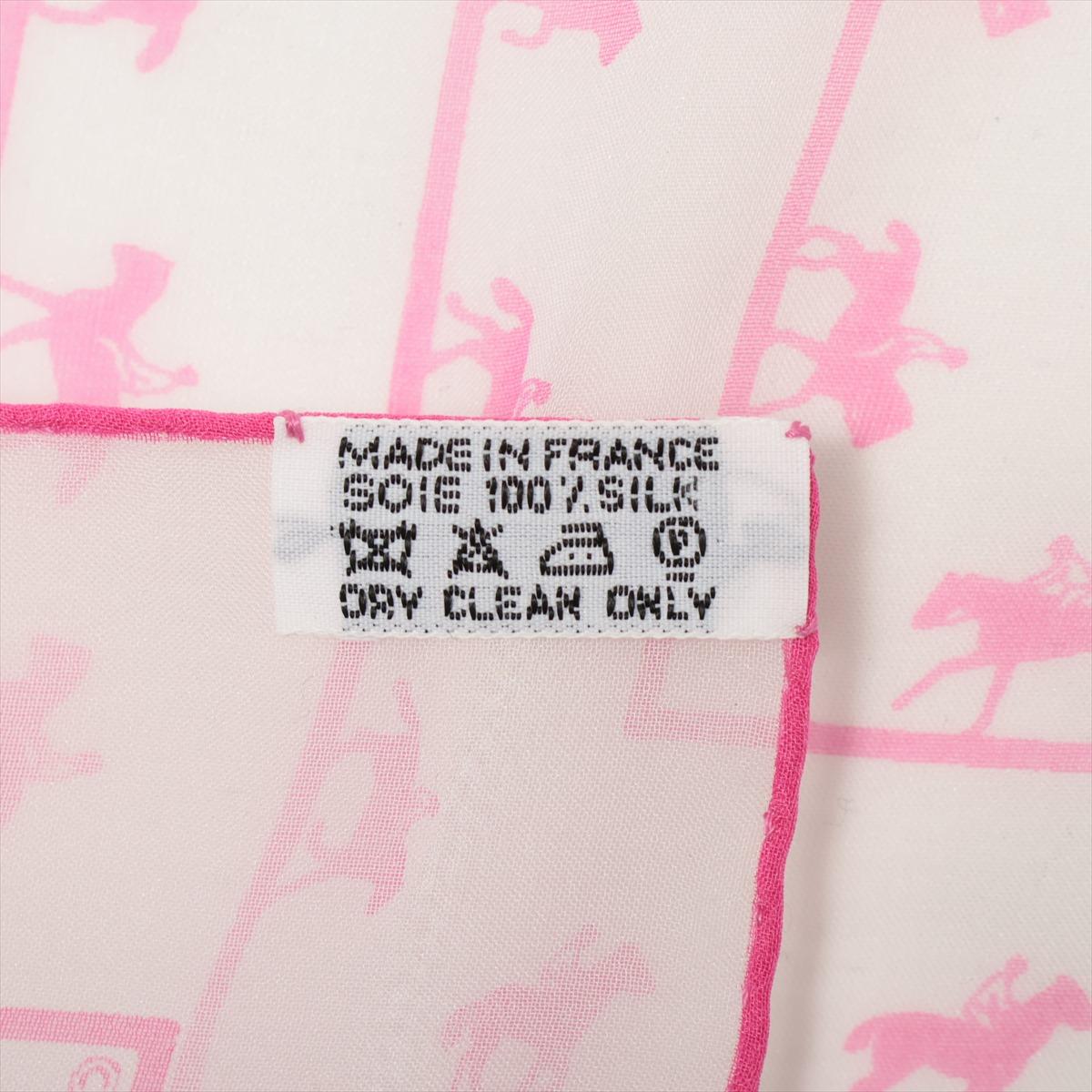Hermès Carré 45 Horse Rider  Silk  Scarf White x Pink 3