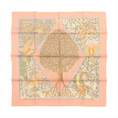 Hermes Carre 90 Axis Mundi World Scarf Orange