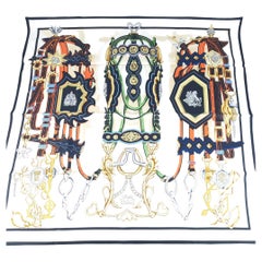 Hermes Carré 90 Brides et Destin Blanc / Marine / Multicolore Silk