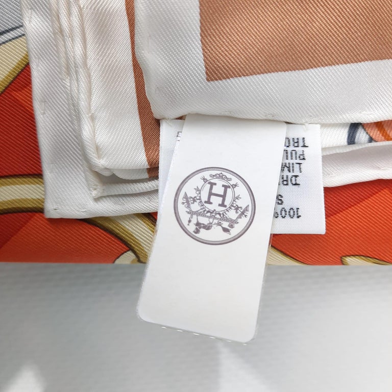 Carré Hermès Brides De Gala Neuf - Soie 100% - Coloris Rose/blanc/orange/noir