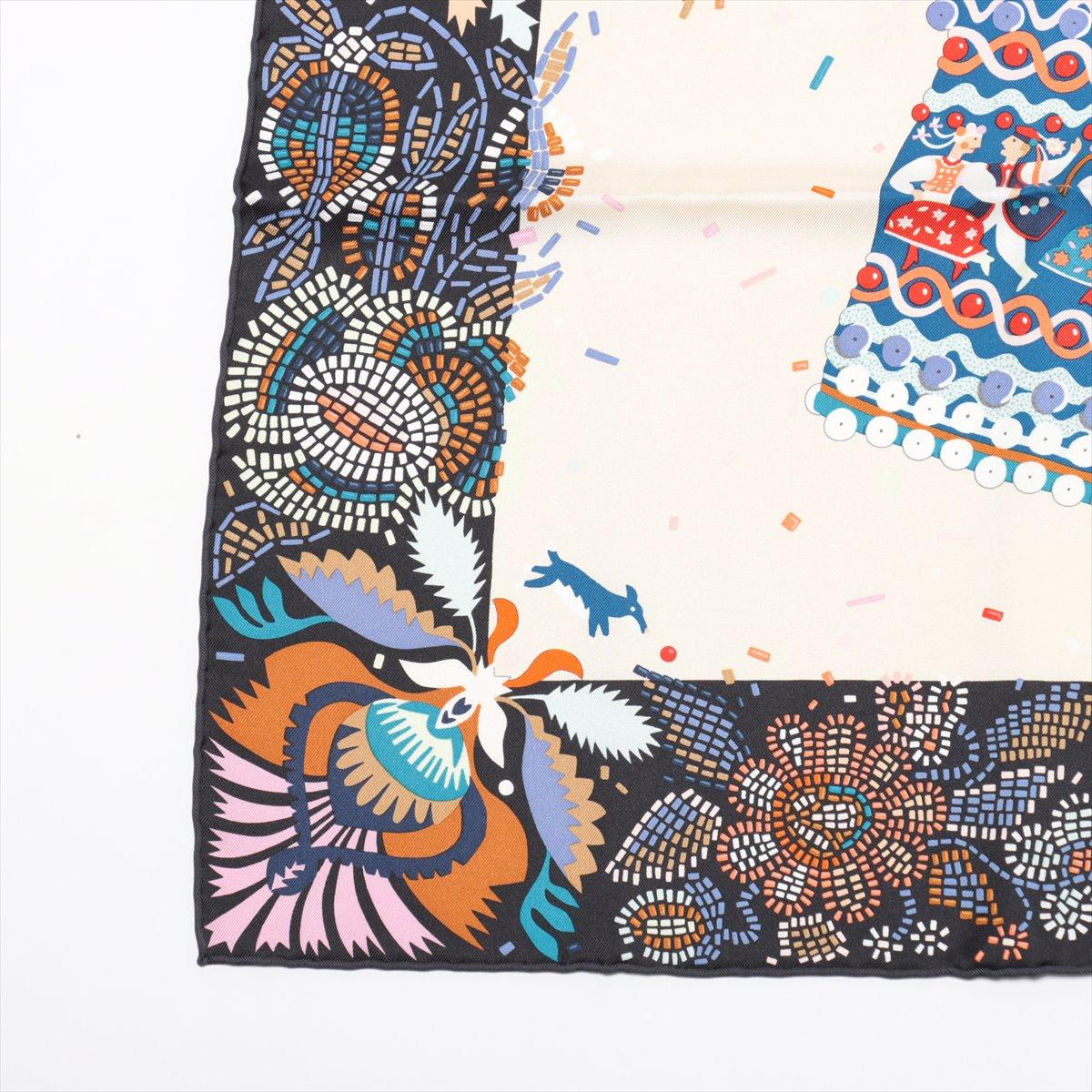 Hermès Carré 90 Costume de Fete Silk Scarf White 1