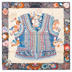 Hermès Carré 90 Costume de Fete Silk Scarf White