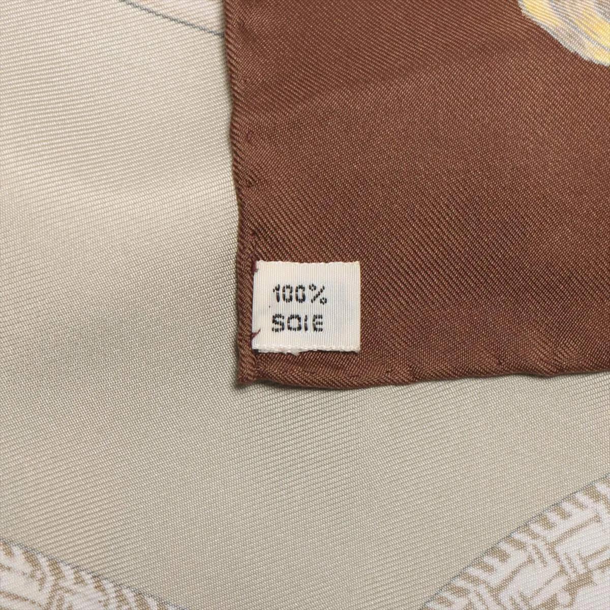 Hermès Carré 90 d'Etriers Pañuelo Estribo Seda Marrón en venta 2