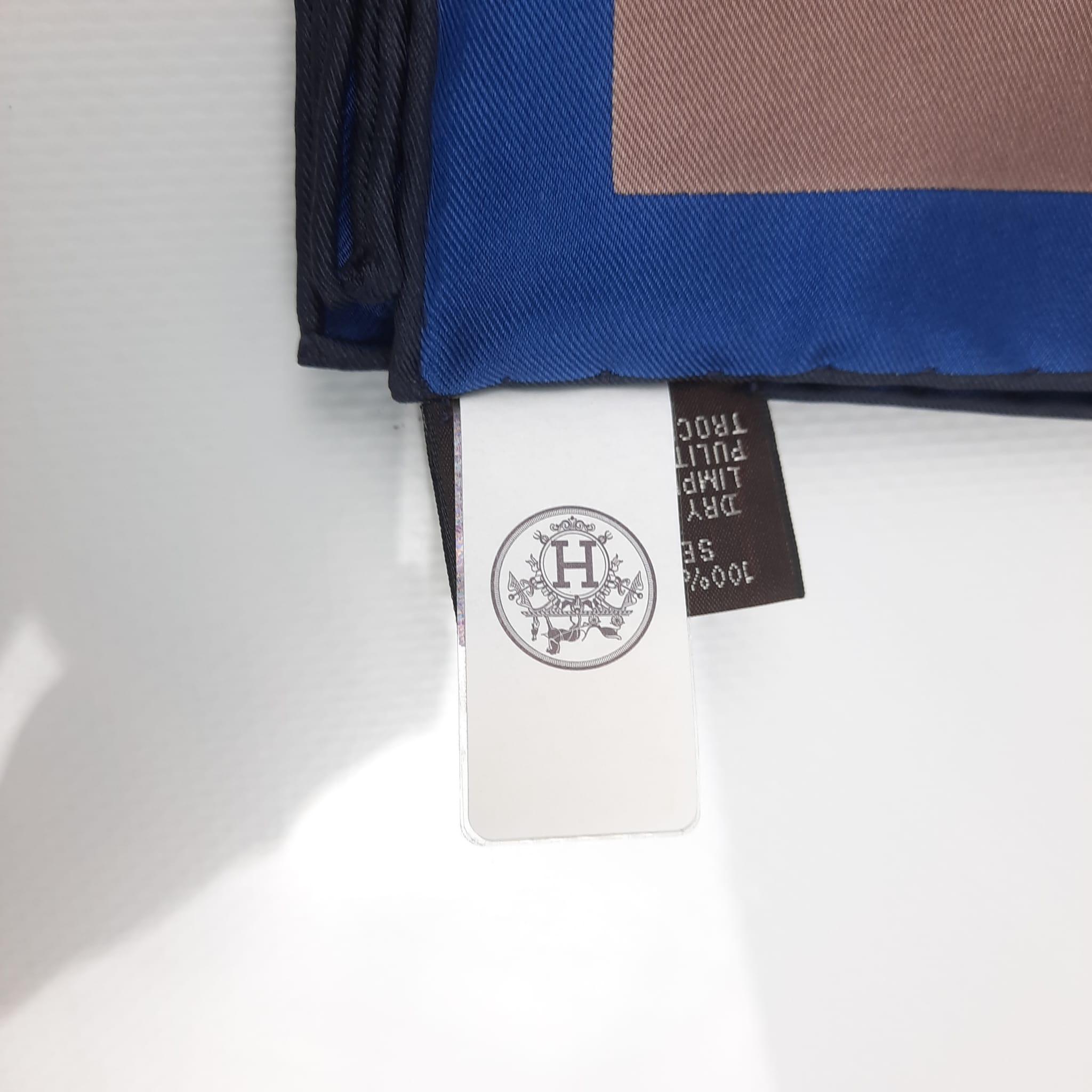 Hermes Carré 90 Hermès Story Marron Glacé / Bleu Nuit / Pétrole Silk 2