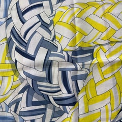 Hermès Carré 90 Blue and Yellow Braids in Cotton and Silk