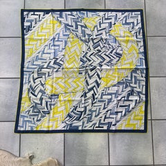 Hermès Carré 90 Blue and Yellow Braids in Cotton and Silk