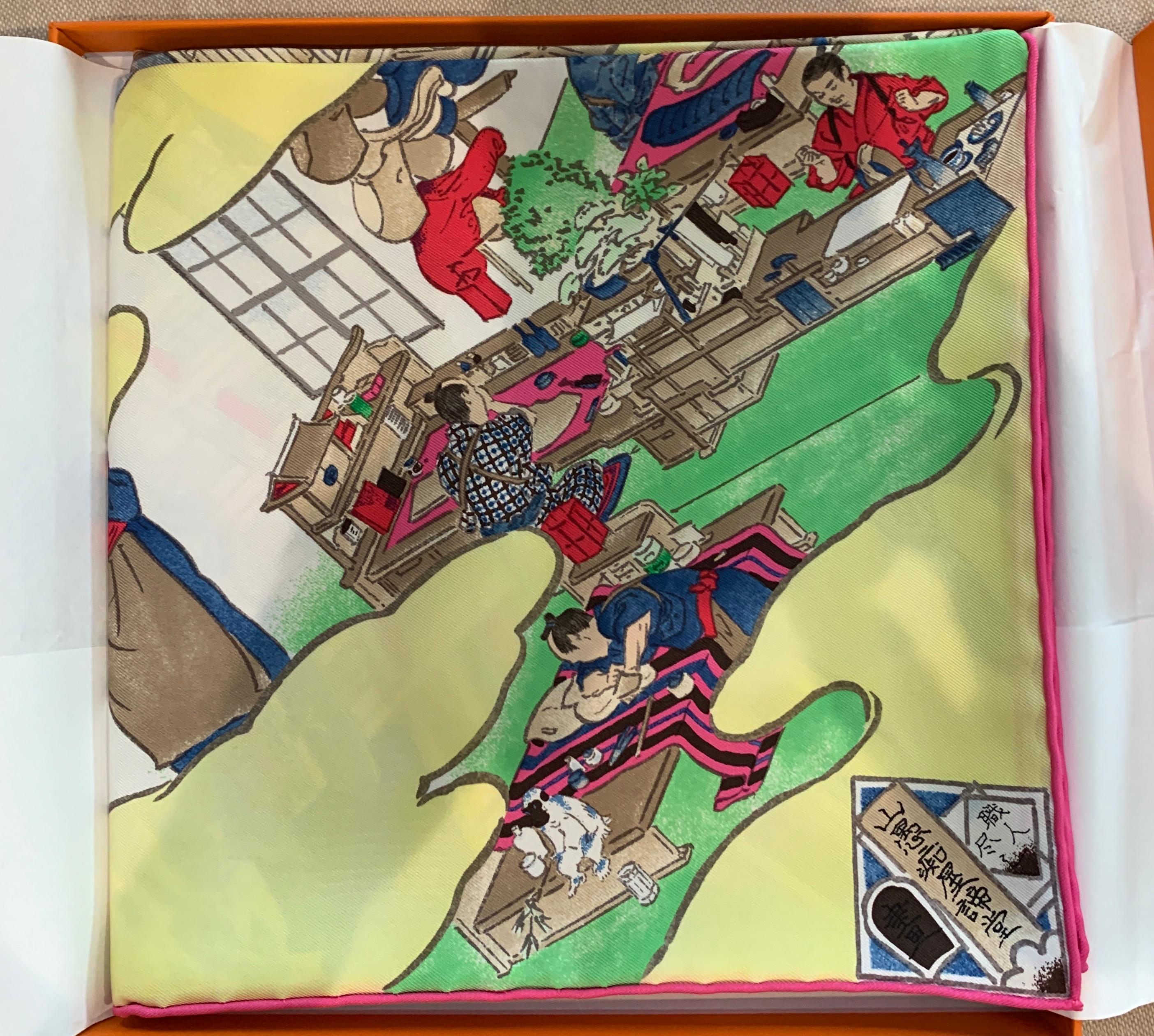 Hermes 90cm Seidenköperschal
Artiste:Akira Yamaguchi 
Kontrastreiches Rosa mit handgerolltem Saum

 

Schal aus Seidenköper mit handgerollten Kanten (100% Seide). 
Dieses unverzichtbare Accessoire von Hermès passt zu jedem Outfit. Es kann auf viele