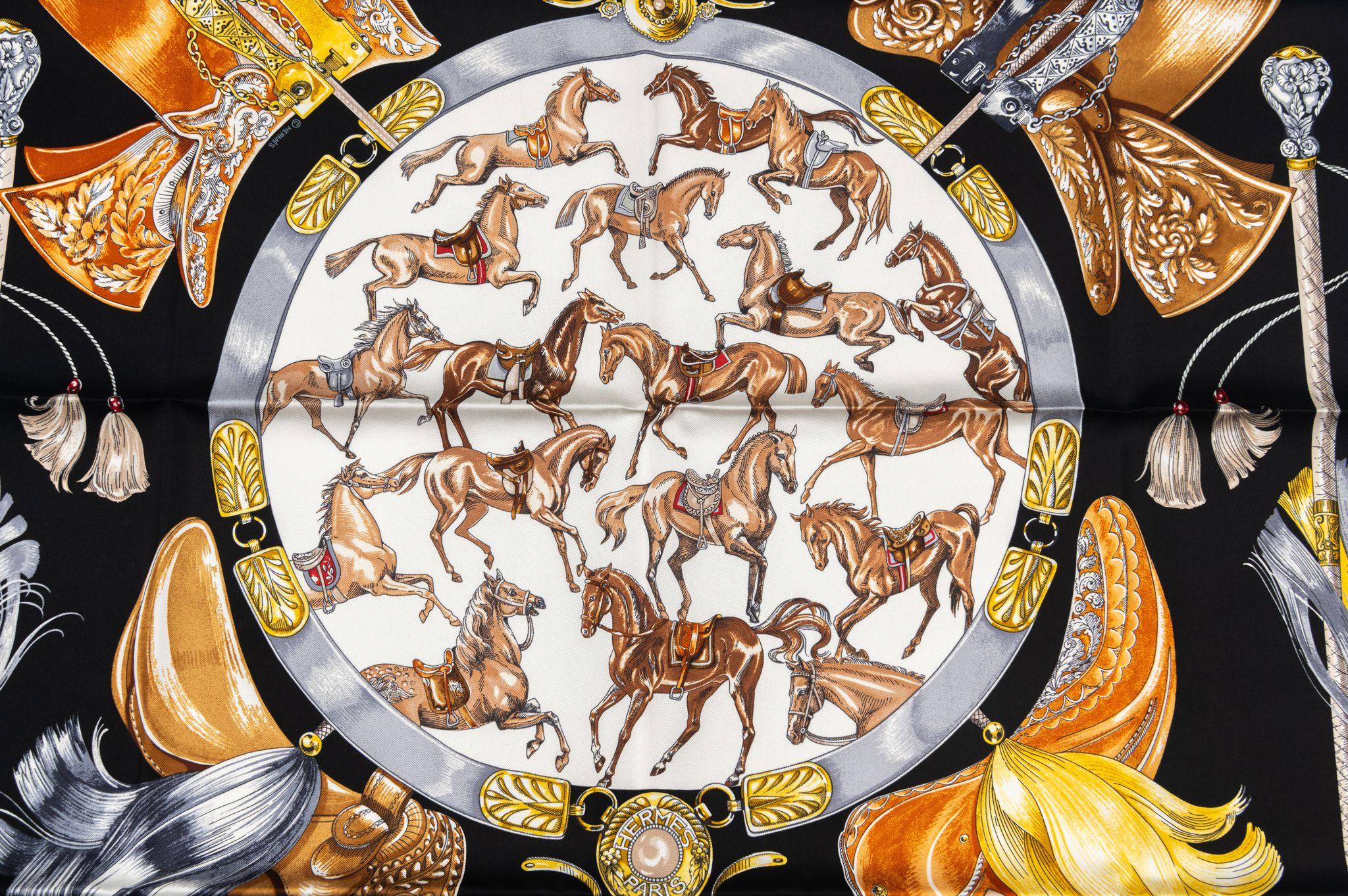 Hermes Carre Caval Cades Silk Scarf NIB In New Condition For Sale In West Hollywood, CA