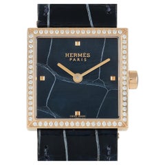 Hermès Carré Cuir Rose Gold Diamond Ladies Watch